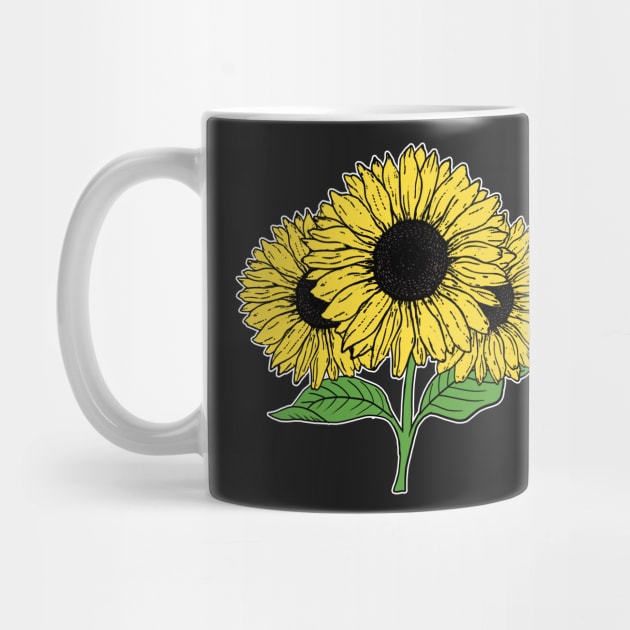 Yellow Sun Flower Hand Drawn Gardening Gift by Mesyo